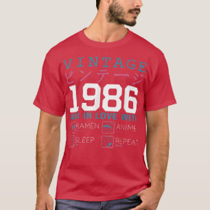 T-shirt Retro Otaku Kanji Vintage 1986 Anniversaire Ramen 