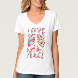 T-shirt Retro Paix et Amour Floral