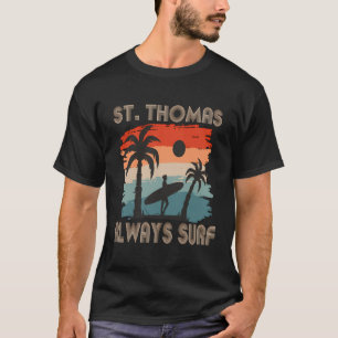 T-shirt Retro Palm Tree Virgin Islands St Thomas Surfing B