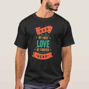 T-shirt Retro Papa Aime Plaisanteries Papa Mon 1er Aime Mo