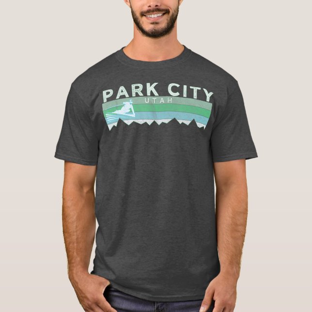 T-shirt Retro Park City Utah Ski en état de détresse (Devant)