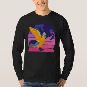T-shirt Retro Parrot I aile Unicorne I Bleu gorge Maca
