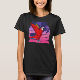 T-shirt Retro Parrot I aile Unicorne I Scarlet Macaw