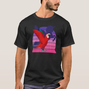 T-shirt Retro Parrot I Winged Unicorn I Green ailé Macaw