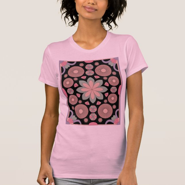 T-shirt Retro Pastel Floral Mandala Symmetry (Devant)