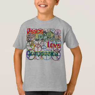 T-shirt Retro Peace Love Compassion
