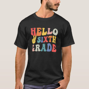T-shirt Retro Peace Sixième année Enseignant Premier jour
