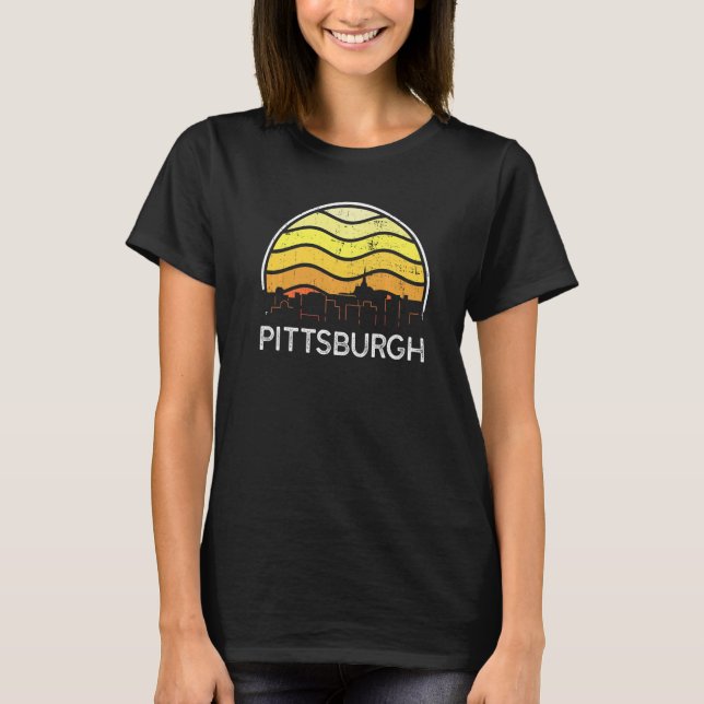T-shirt Retro Pennsylvania Pittsburgh Visitors Skyline Vin (Devant)