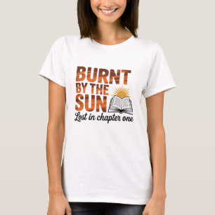 T-shirt Rétro Perdu Dans le Chapitre Un Brun Orange Livres