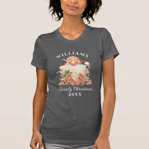 T-shirt Retro Père Noël Famille Noël avec nom et oui