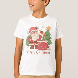T-shirt Retro Père Noël Prêt à descendre Chimney Noël