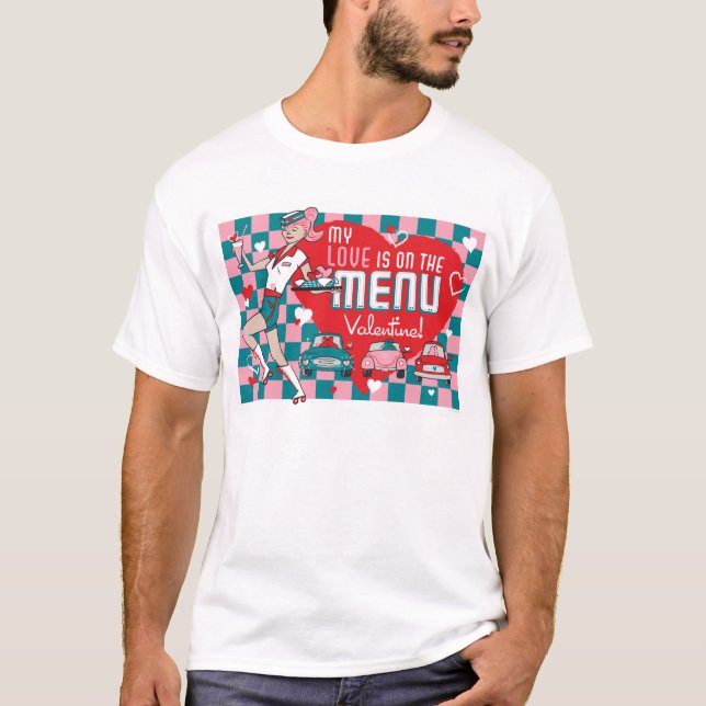 T-shirt Rétro pièce en t drive-in de Valentine de Carhop (Devant)