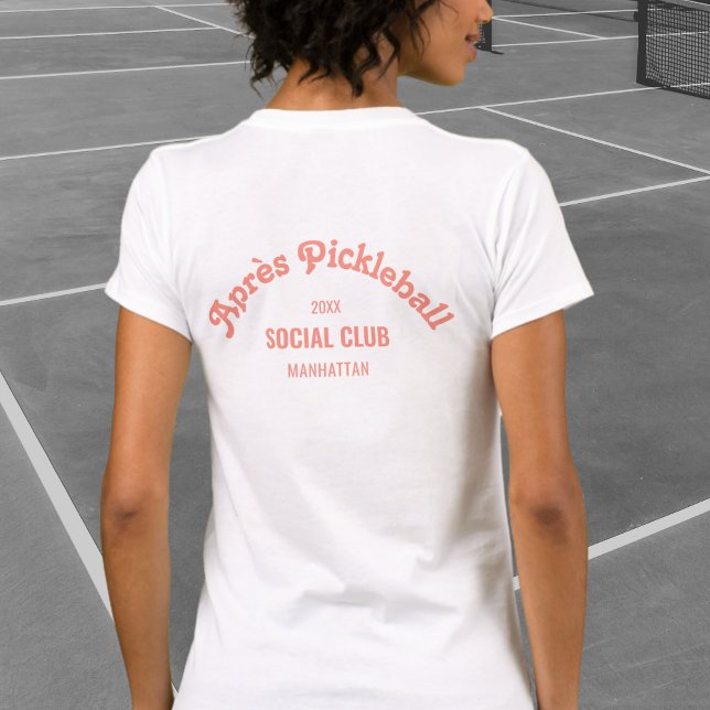 T-shirt Retro Pink Après Pickle Ball Social Club White (Créateur téléchargé)