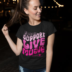 T-shirt Retro Pink Gradient Support Live Music Super