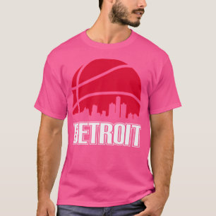 T-shirt Retro Pistons Basket Detroit City Skyline