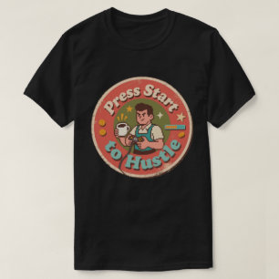 T-shirt Rétro Pixel Art Appuyez sur Démarrer pour Travaill