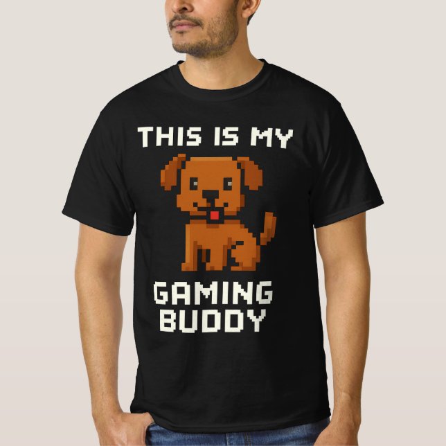 T-shirt Retro Pixel Art Dog - "C'Est Mon Jeu Buddy De Jeux (Devant)