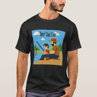 T-shirt Retro Pixel Art Pêche papa pour la Fête des pères
