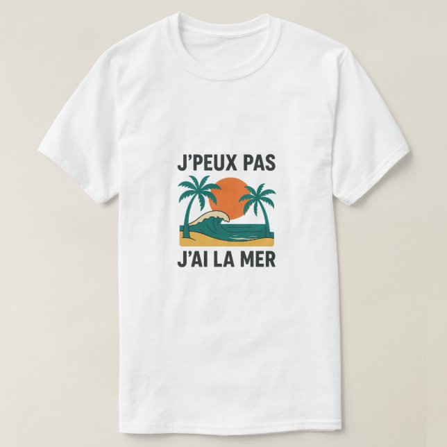 T-shirt rétro plage – Vacances & Été (Design devant)