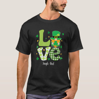 T-shirt Retro Plaid Shamrock Love Single Papa Shamrock St 