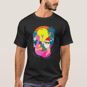 T-shirt Retro Pool Party Père Noël Lunettes de soleil Flam