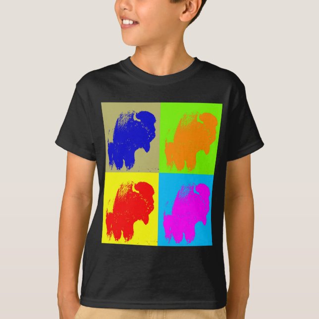 T-shirt Retro Pop Art Bison Buffalo (Devant)