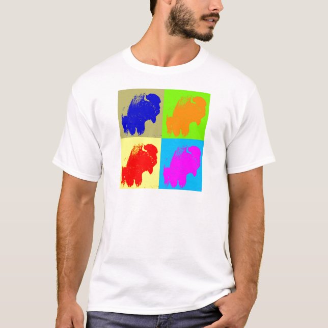 T-shirt Retro Pop Art Bison Buffalo (Devant)