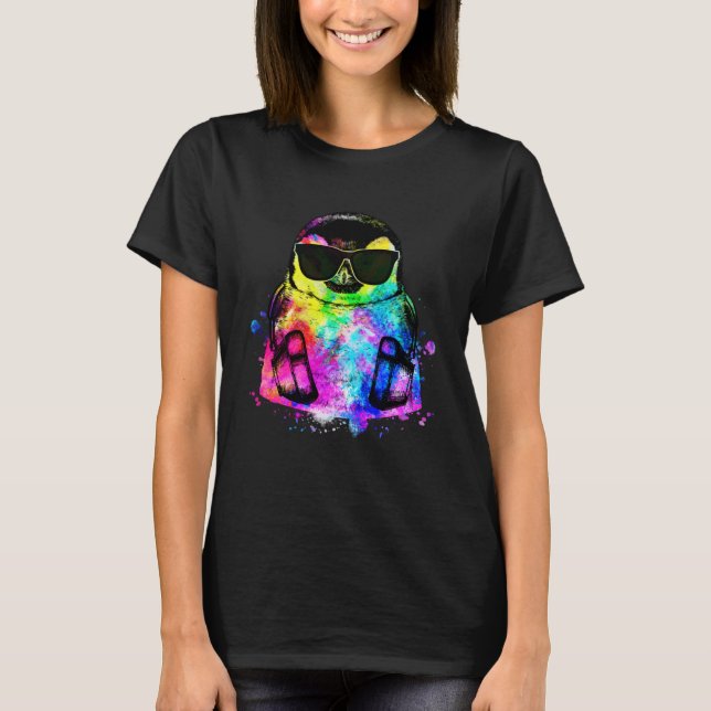 T-shirt Retro Pop Penguin Gamer with Headphones (Devant)