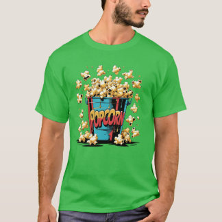 T-shirt Retro Popcorn Bucket Film Night Snack Art girl