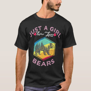 T-shirt Retro Porte Juste Une Fille Qui Aime Les Ours