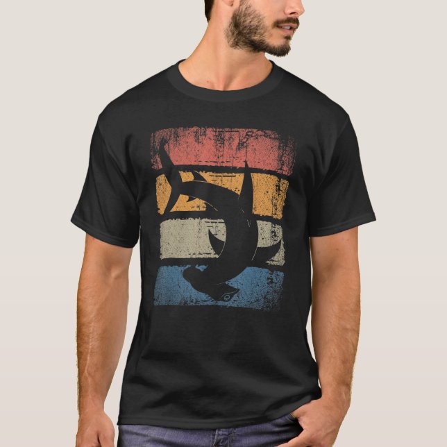 T-shirt Retro Predator Ocean Animal Shark Hammerhead (Devant)