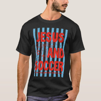 T-shirt Rétro Preppy Jésus Et Footballeur Religieux Homme