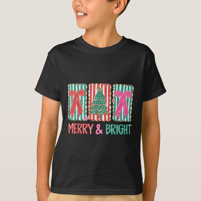 T-shirt Retro Preppy Merry And Bright Girly Coquette Chris (Devant)