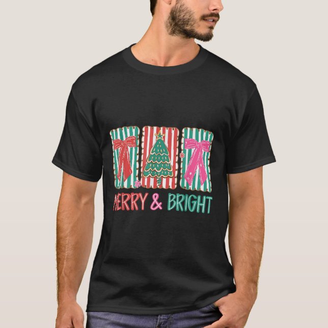 T-shirt Retro Preppy Merry And Bright Girly Coquette Chris (Devant)
