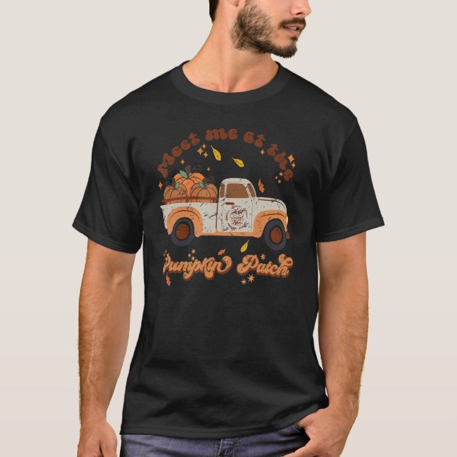 T-shirt Retro Pumpkin Truck Meet Me At Pumpkin Patch Fall  (Devant)