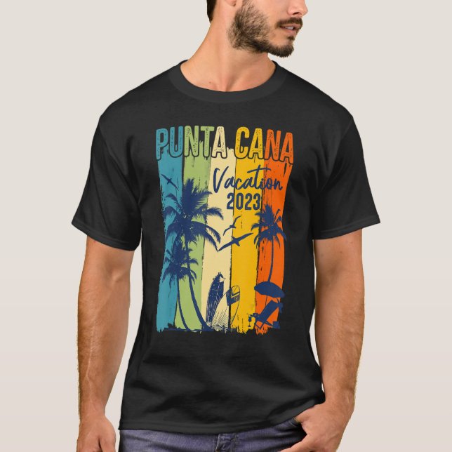 T-shirt Retro Punta Cana 2023 Dominicaine Famille Vacances (Devant)