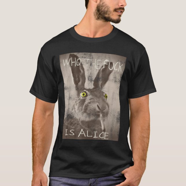 T-shirt Rétro Qui Est Alice Drôle Lapin (Devant)