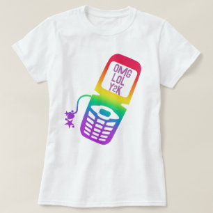 T-Shirt Retro Rainbow Flip Phone