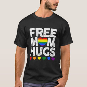 T-shirt Retro Rainbow Heart Lot Maman Hugs Gay LGBT Pride