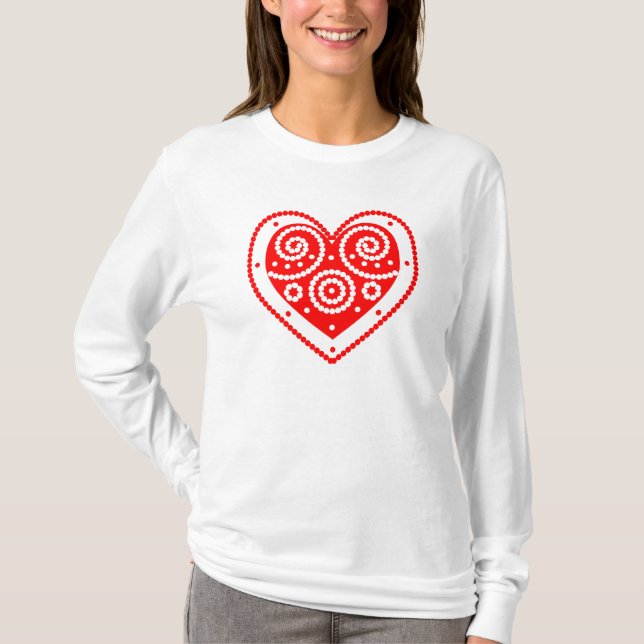 T-shirt Retro Red Valentine Heart (Devant)