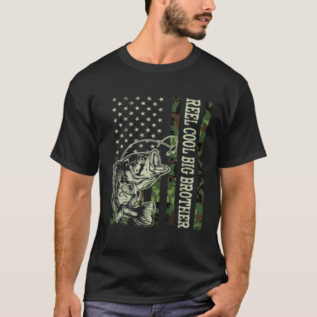 T-shirt Retro Reel Cool Big Brother Camouflage USA Drapeau (Devant)