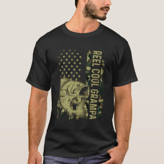 T-shirt Retro Reel Cool Grampa Camoufler Drapeau Américain