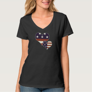 T-shirt Retro Regardez-nous Drapeau Coeurs Aimer Amérique