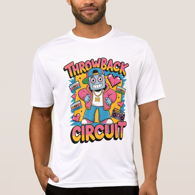 T-shirt Retro Robot 90s Design Hip hop - Fun Cartoon Throw (Devant)