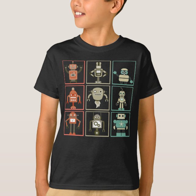 T-shirt Retro Robot Collection Funny Robotics (Devant)