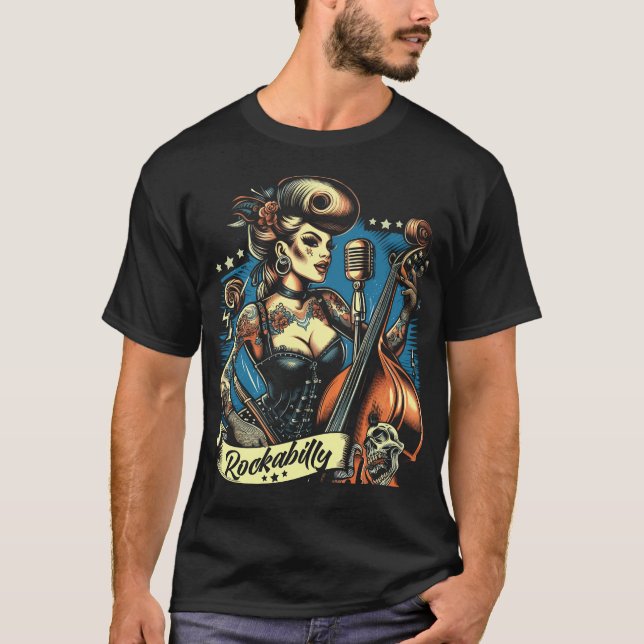 T-shirt Retro Rockabilly Girl (Devant)