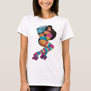 T-shirt Retro Roller Skoman avec Boombox - les années 70 V