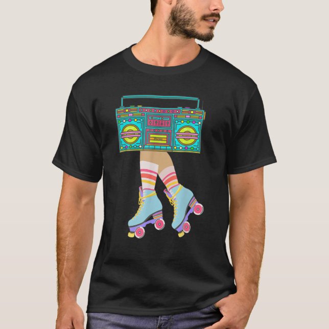 T-shirt Retro Rollerskates Funny 80'S 90 Roller Disco Sk (Devant)