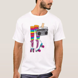 T-shirt Retro Rollerskates Funny 80'S Roller Disco Patinag