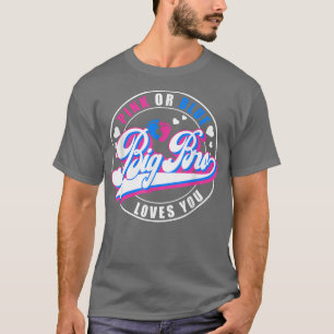 T-shirt Retro Rose Ou Bleu Gros Bro Aime Votre Bébé Genre